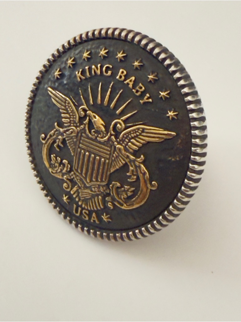 Sterling Silver And Alloy Eagle Shield With Coin Edge Ring